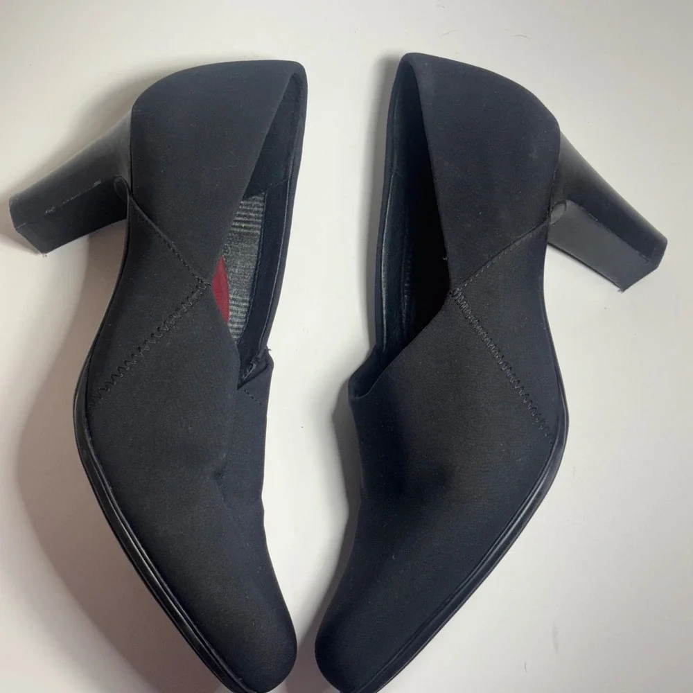 Abeo Viera AV52316 Black Textile Block Heel Pumps Womens 9N B.I.O.system Narrow